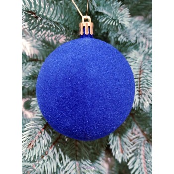 Новогодний шар "Бархат" Ø80мм синий, цена за набор 4шт